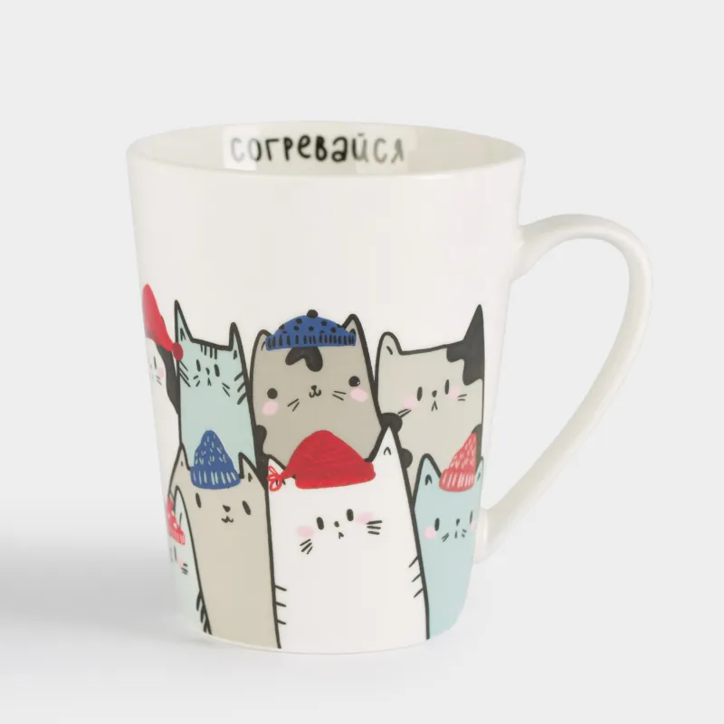 Саптыаяқ, 420 мл, фарфор N, ақ, Қалпақ киген мысықтар, Cat