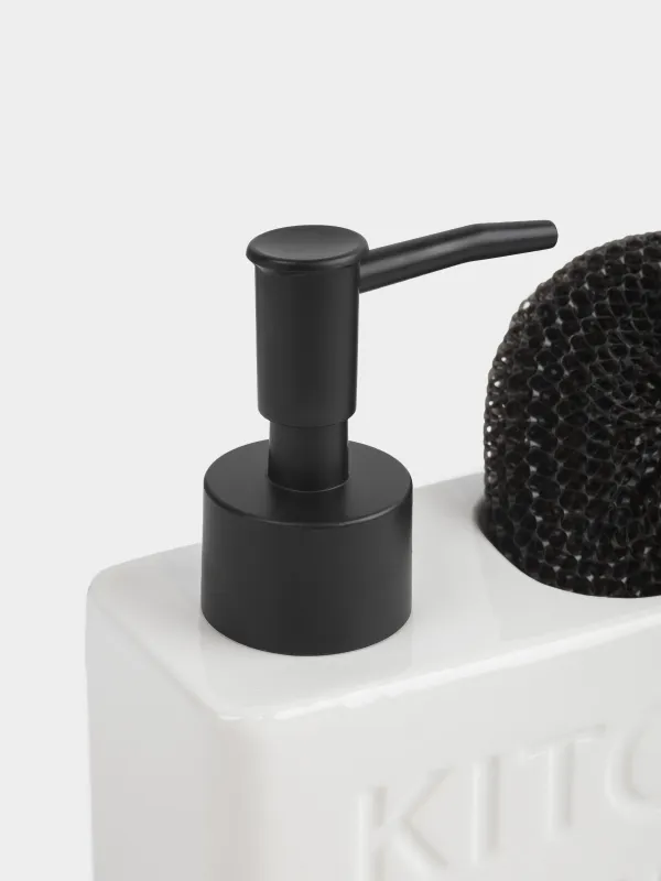 Жуғыш затқа арналған мөлшерлегіш, 430 мл, органайзер, губкасы бар, керамика, ақ, Ceramo, image-2