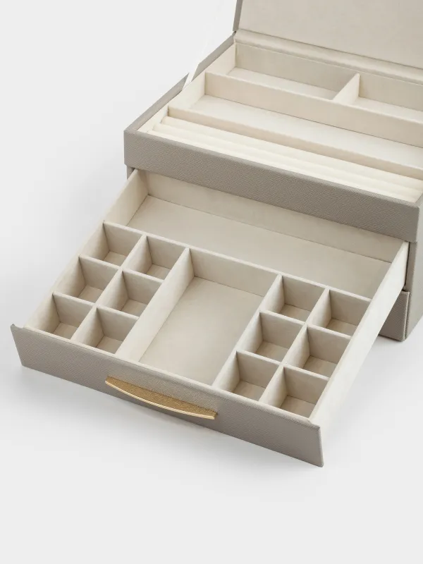 Зергерлік қорап, 27х14 см, жасанды былғары/МДФ, сұр, Premiere, image-5