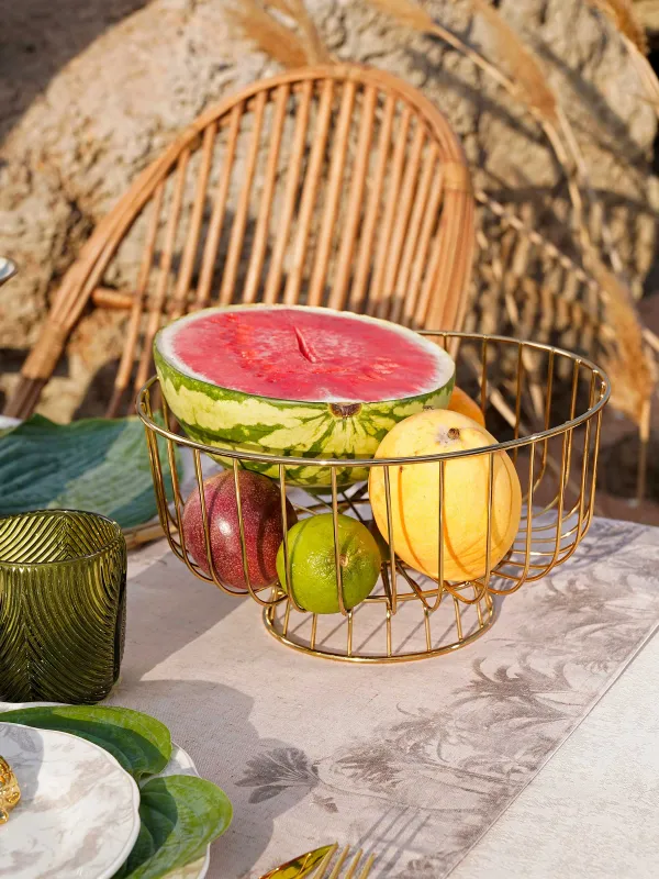 Жеміс себеті, 28х20 см, аяқты, металл, алтын, Twist gold, image-5