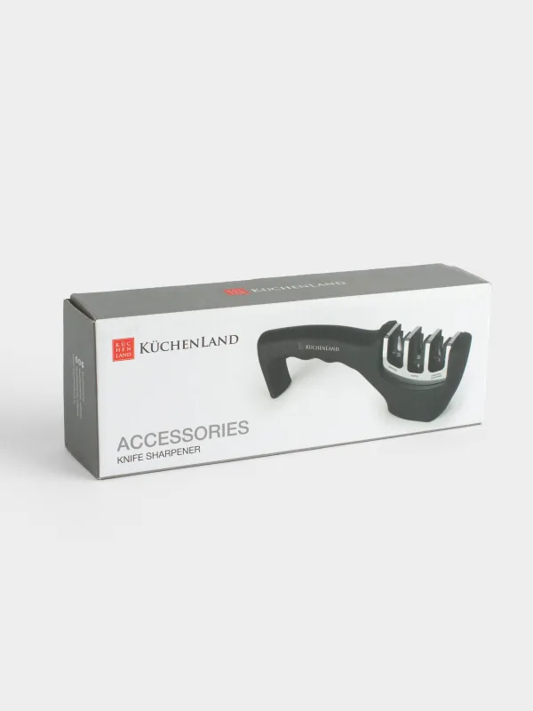 Пышақ қайрау, 20 см, қайраудың үш кезеңі, пластик/болат, қара, аксессуарлар, image-4