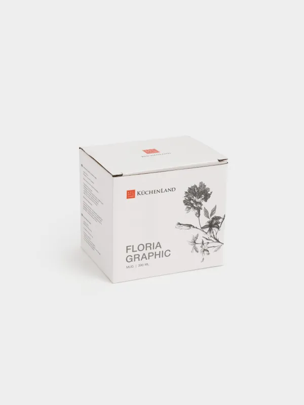 Саптыаяқ, 360 мл, керамика, ақ, Графикалық гүлдер, Floria graphic, image-5