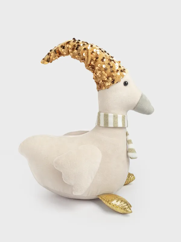 Ойыншық, 35 см, жұмсақ, полиэстер, сарғылт-қоңыр-алтын, Қалпақ киген қаз, Goose, image-3