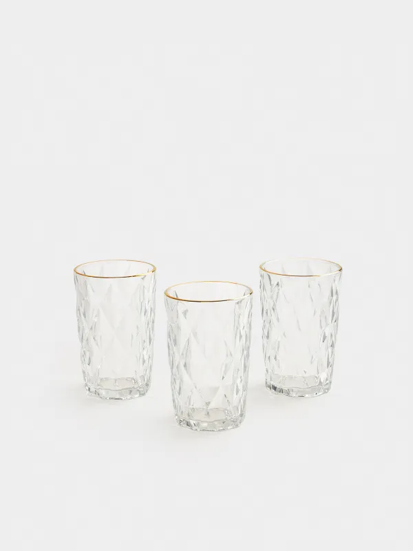 Стакан, 340 мл, 6 шт, с золотистым кантом, Rhomb gold, image-1