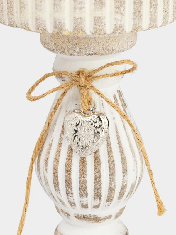 Подсвечник, 19 см, на ножке, дерево, белый, Ethno, image-4