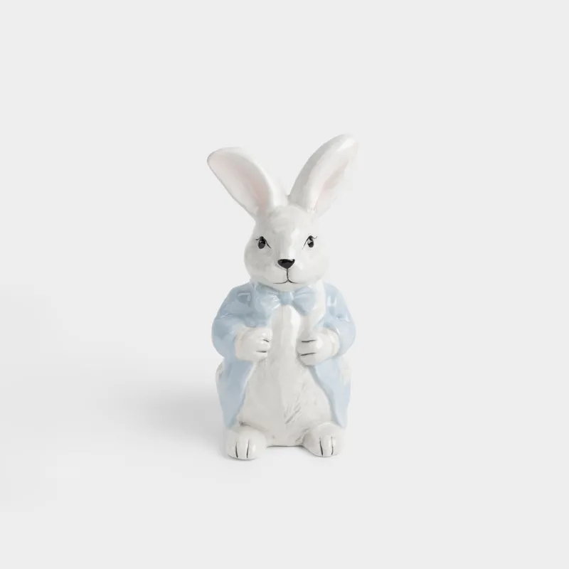 Мүсінше, 22 см, керамика, сұр, Пиджак киген қоян, Easter