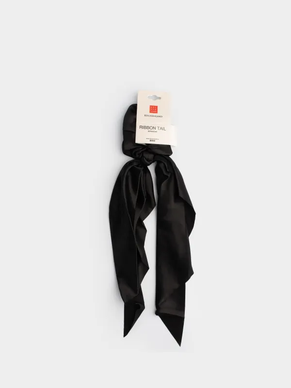 Резинка для волос, 25 см, с лентой, сатин, черная, Silk, image-2