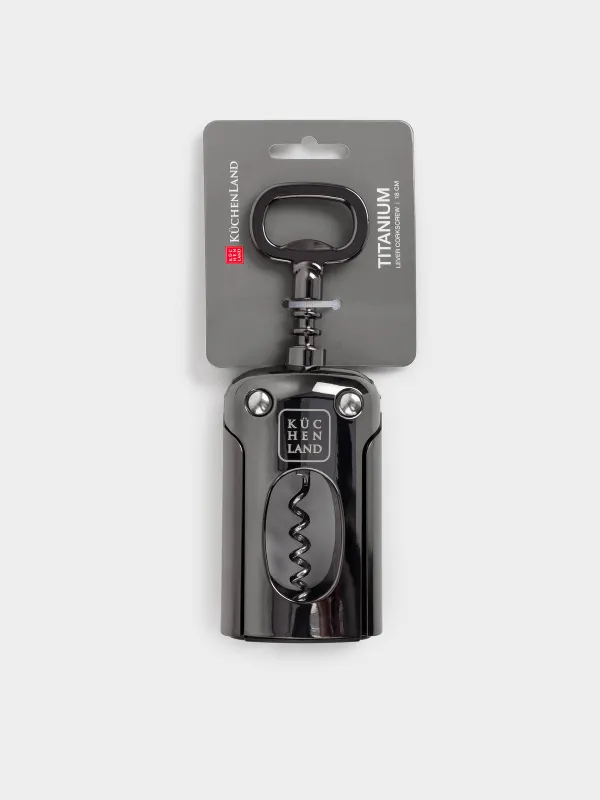 Иінтіректі штопор, 18 см, металл, қою сұр, Titanium, image-7