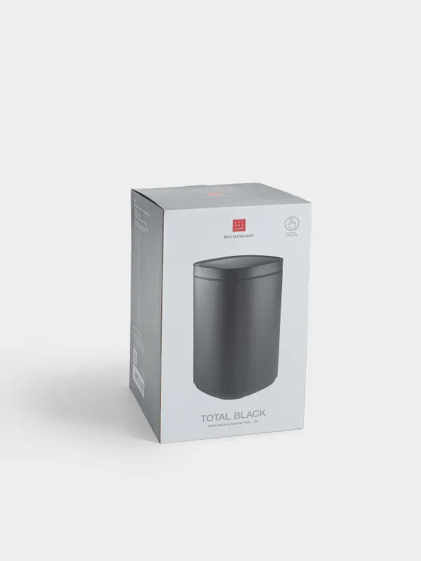 Қоқыс шелегі, 30 л, қақпақты ашу түймесі бар, металл / пластик, қара, Жалпы қара, image-5