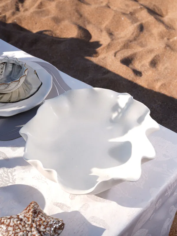 Жеміс вазасы, 25х13 см, аяқты, керамика, сүт түстес, седеп, Мыжылған әсер, Crumple polar, image-6