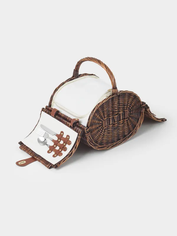 Пикник себеті, 36х28 см, 2 адам, 12 зат, жүзім, дөңгелек, қоңыр, Picnic, image-0