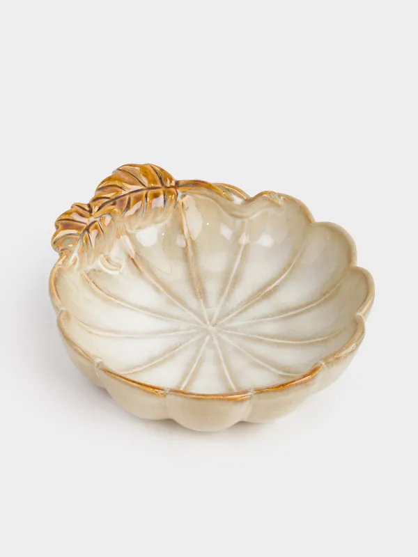 Терең ыдыс, 23х6 см, керамика, сүтті-қоңыр, Жапырақтары бар асқабақ, Pumpkin velir, image-1