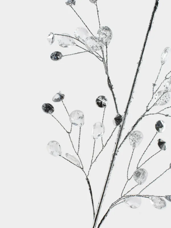 Ветка декоративная, 60 см, акрил/металл, серебристая, Кристаллы, Crystal decor, image-3
