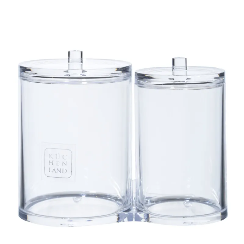 Контейнер для ватных дисков/палочек, 15х12 см, 2 отд, с крышкой, пластик, Basic, image-0