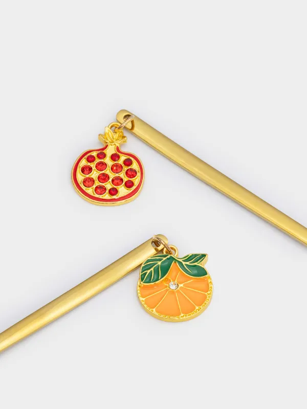 Ложка десертная, 14 см, 2 шт, сталь, золотистая, Гранат и апельсин, Garnet gold, image-3