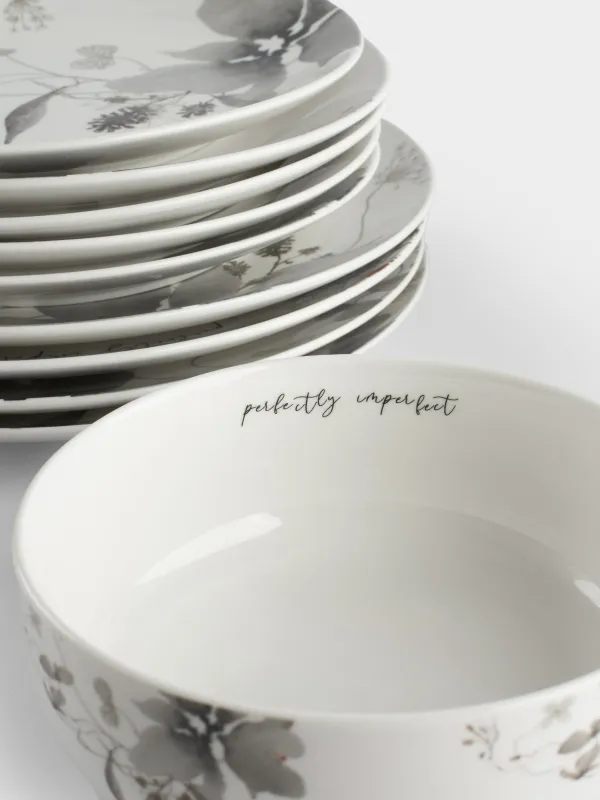 Ас сервизі, 6 адам, 19 зат, фарфор N, Сұр гүлдер, Watercolor, image-6