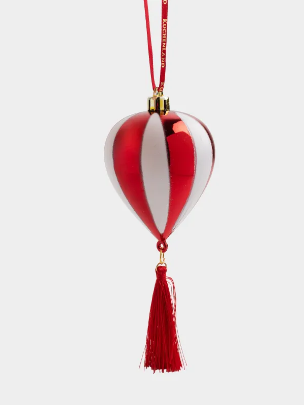 Игрушка елочная, 16х6 см, пластик, красная, Воздушный шар с кисточкой, Figure christmas, image-0
