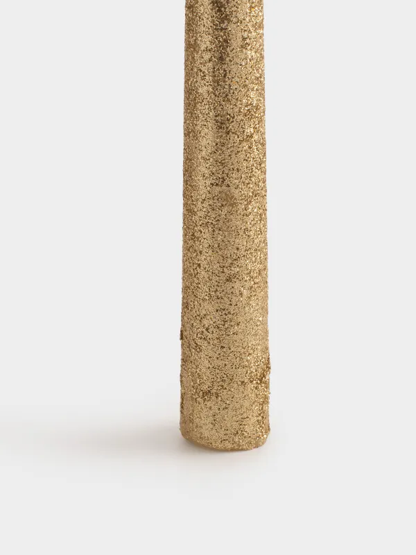 Шам, 25 см, жіңішке, жылтырақтары бар, алтын түстес, Sparkly candle, image-2