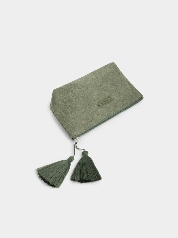 Косметикалық сөмке, 28х15 см, шашағы бар, полиэстер, жасыл, Terry cloth, image-2