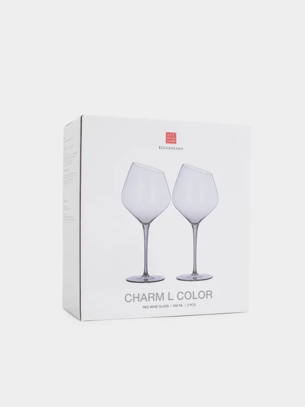 Қызыл шарап бокалы, 560 мл, 2 дана, шыны, сұр, Charm l Color, image-4