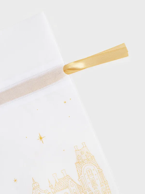 Сыйлық пакеті, 20х30 см, жіптері бар, полипропилен, ақ, Үйлер мен жылқы, Snow sparks, image-2