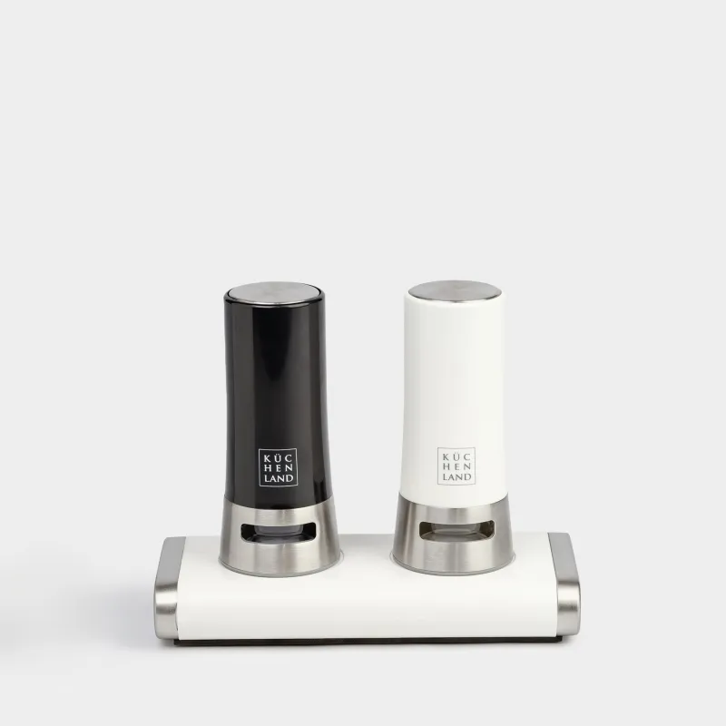 Тұз және бұрыш жинағы, 11 см, магниттік стендте, болат / пластик, қара / ақ, B & W