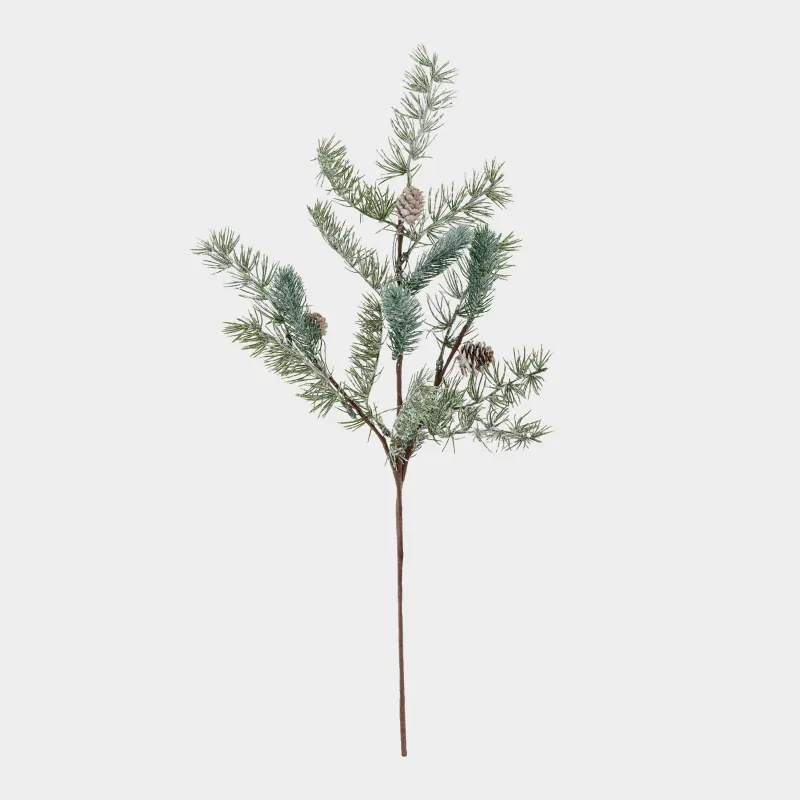 Ветка декоративная, 60 см, пластик, Хвоя с шишками, Conifer decor
