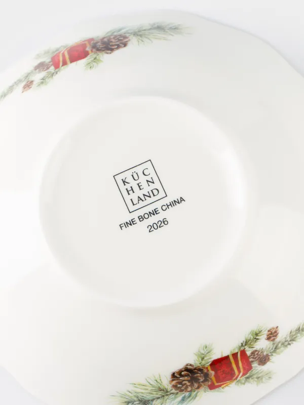 Салатник, 16х5 см, 460 мл, фарфор F, белый, Подарок и еловые ветви, Christmas miracle classic, image-4