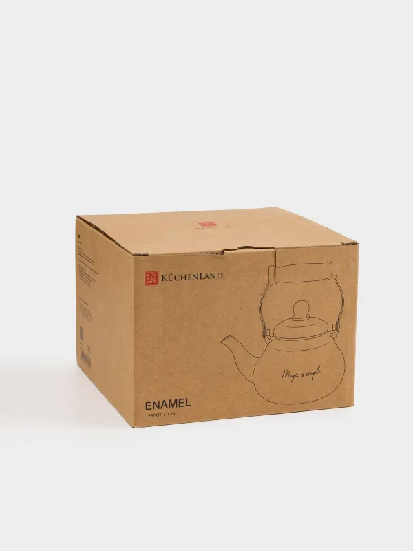 Шәйнек, 800 мл, эмальданған болат, сүт түстес, Enamel, image-6