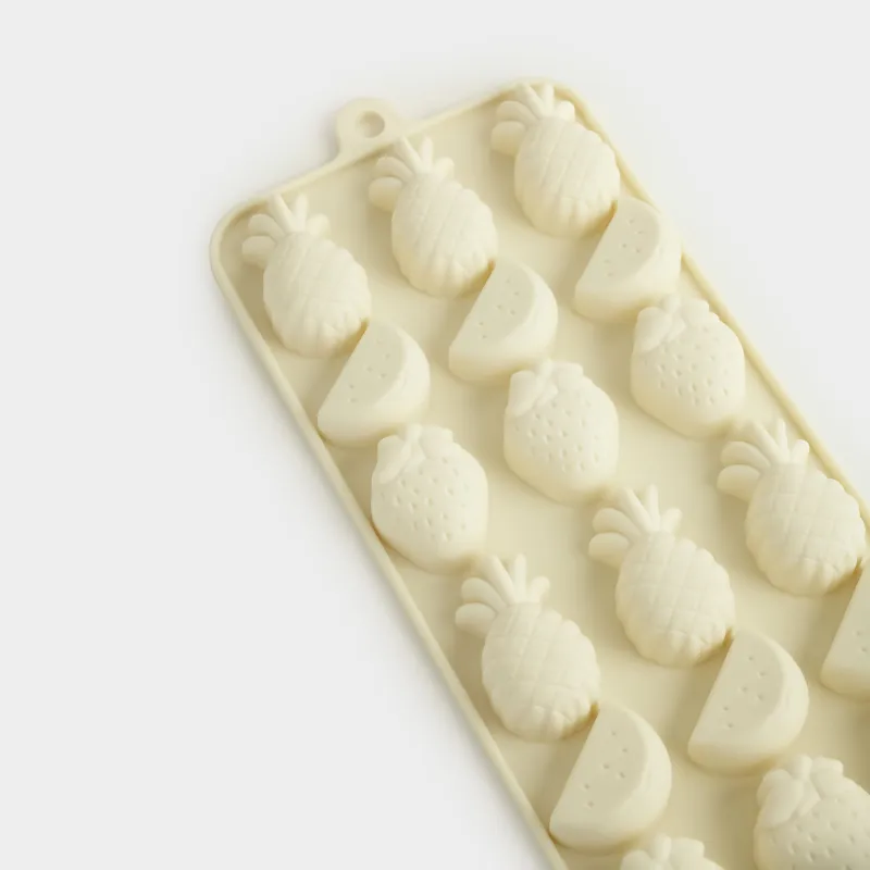 Мұз бен шоколадқа арналған қалып, 23х10 см, 18 бөлім, силикон, сүт түстес, Жеміс-жидек, Bakery, image-2