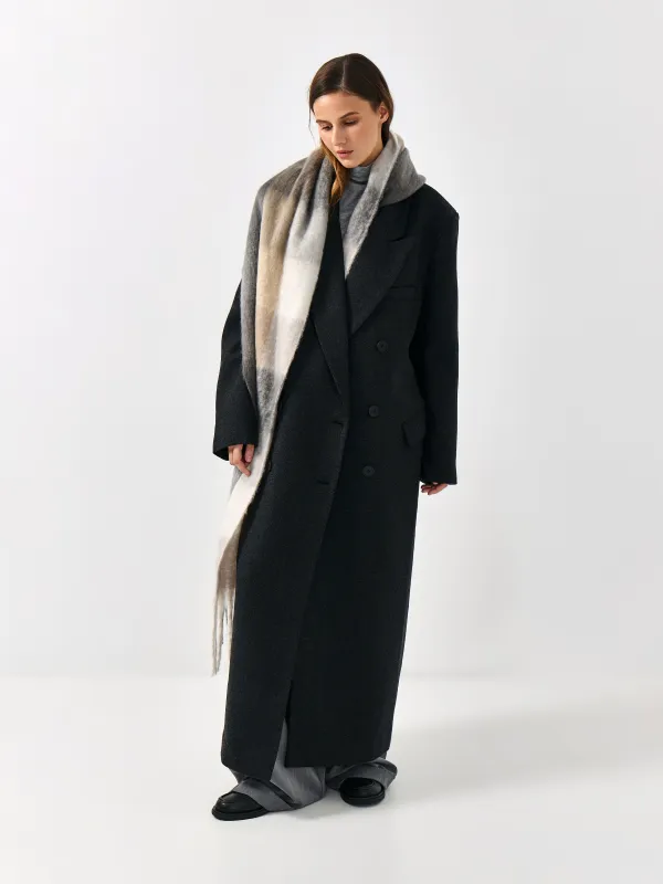 Әйелдер шарфы, 180х50 см, жиектері бар, полиэстер, сұр және сарғылт-қоңыр, Тор, Loop, image-5