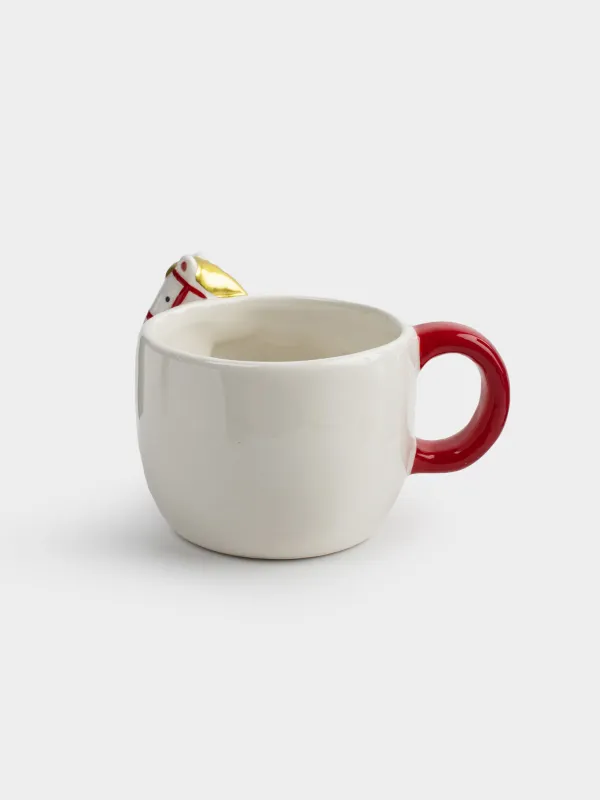 Саптыаяқ, 350 мл, керамика, сүтті қызыл, Тербелетін ат, Horse cute, image-4