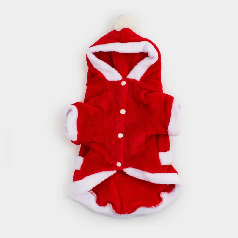 Жануарларға арналған костюм, 30 см, өлшемі S/M, карнавал, полиэстер, қызыл, Санта, Christmas pet, image-0