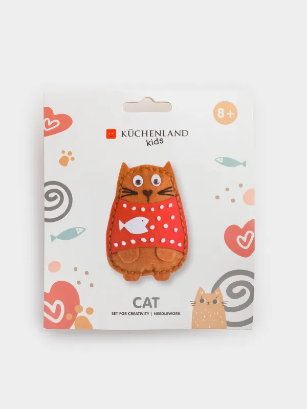 Шығармашылыққа арналған жиынтық, 13х15 см, қолөнер, киіз, салпыншақ, Мысық, Creativity, image-0