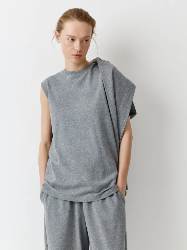 Әйелдер блузасы, өлшемі XS, сәндік жемпірі бар, мақта/спандекс К, сұр, Valerie, image-0