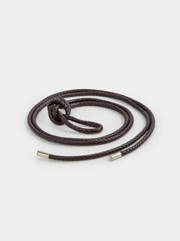 Ремень женский, единый размер, полиуретан, коричневый, Шнур, Cord, image-0