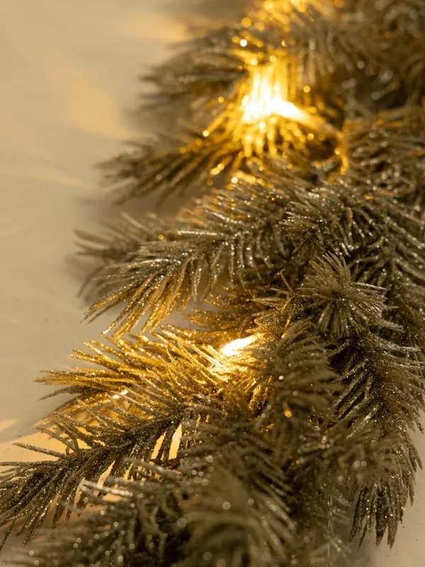 Бұтақ гирляндия, 1,5 м, жарықтандырылған, пластик, шампань, жарқыраған шырша бұтағы, Light decor, image-5