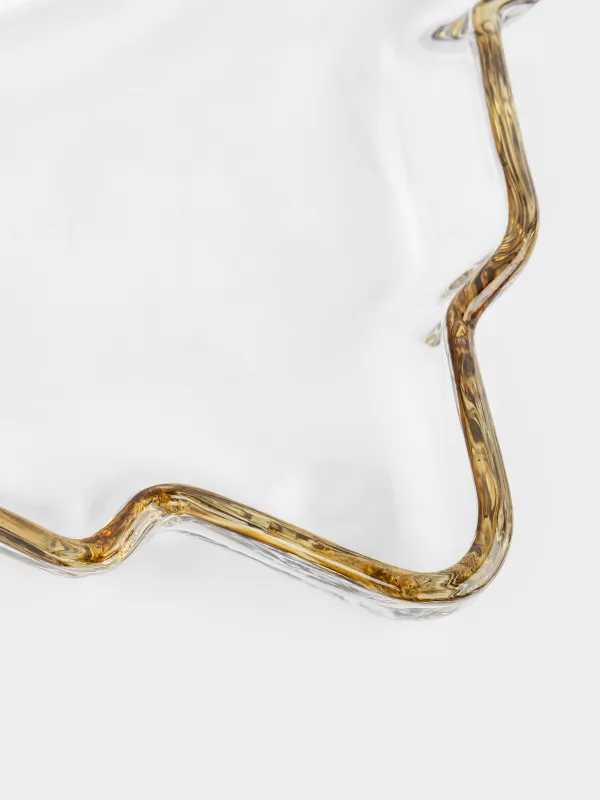 Ыдыс, 20х17х2 см, шыны, алтын жиектері бар, Шырша, Сhristmas classic, image-2