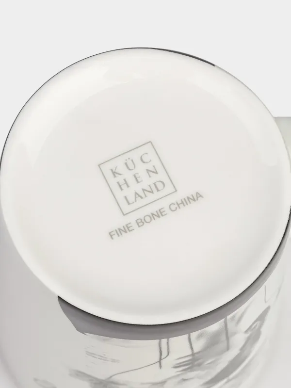 Саптыаяқ, 450 мл, фарфор F, ақ, күміс жиектері бар, Гүлдері бар қыз, Girls garden, image-3