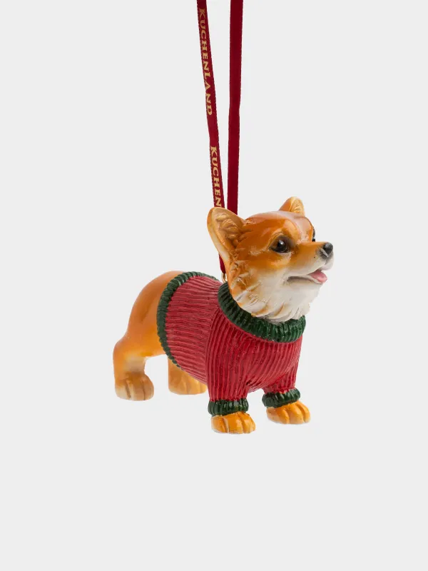 Игрушка елочная, 8 см, Корги в свитере, Figure christmas, image-0