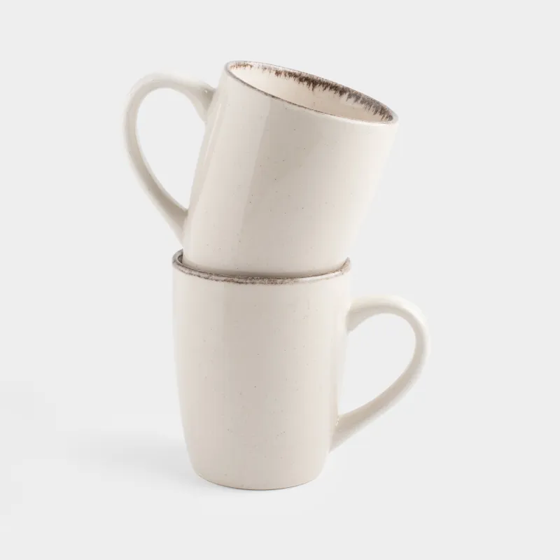 Кружка, 360 мл, 2 шт, керамика R, бежевая, в крапинку, Speckled glaze