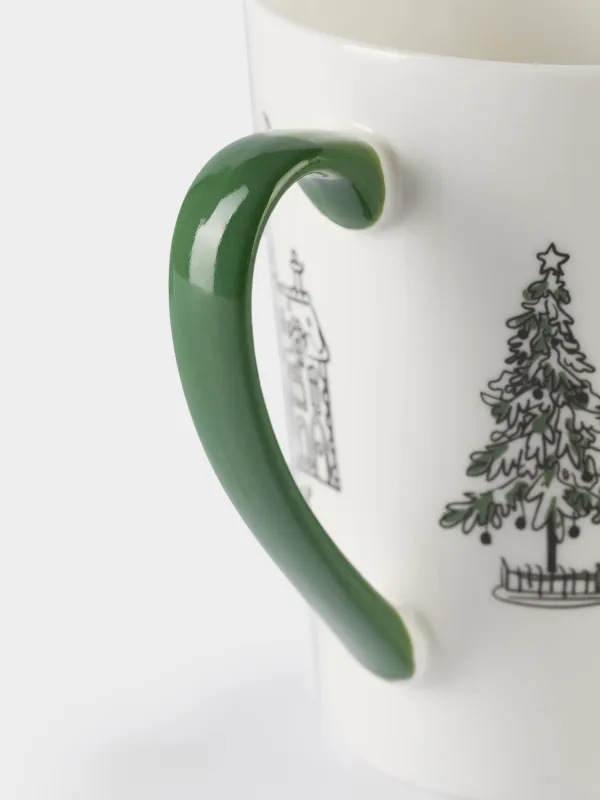 Саптыаяқ, 420 мл, фарфор N, ақ және жасыл, Мерекелік қала, Christmas city, image-4