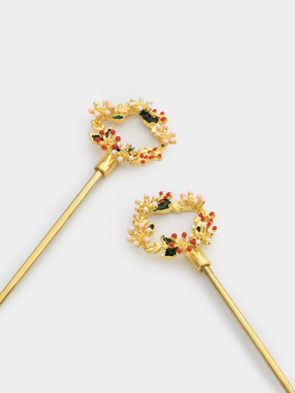 асығы, 15 см, 2 дана, болат, алтын түстес, Гүлдесте, Christmas miracle, image-1