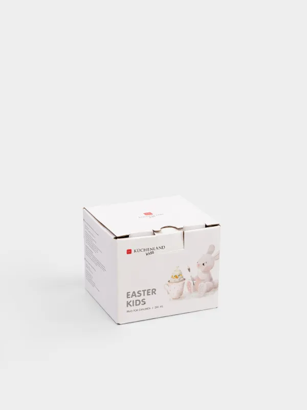 Саптыаяқ, балаларға арналған, 280 мл, фарфор N, ақ, алтын жиегі бар, Қоян және балапан, Easter Kids, image-4