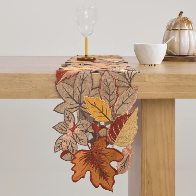 Үстел төсеніші, 20х160 см, полиэстер, сарғылт-қоңыр, Autumn leaves, Autumn leave