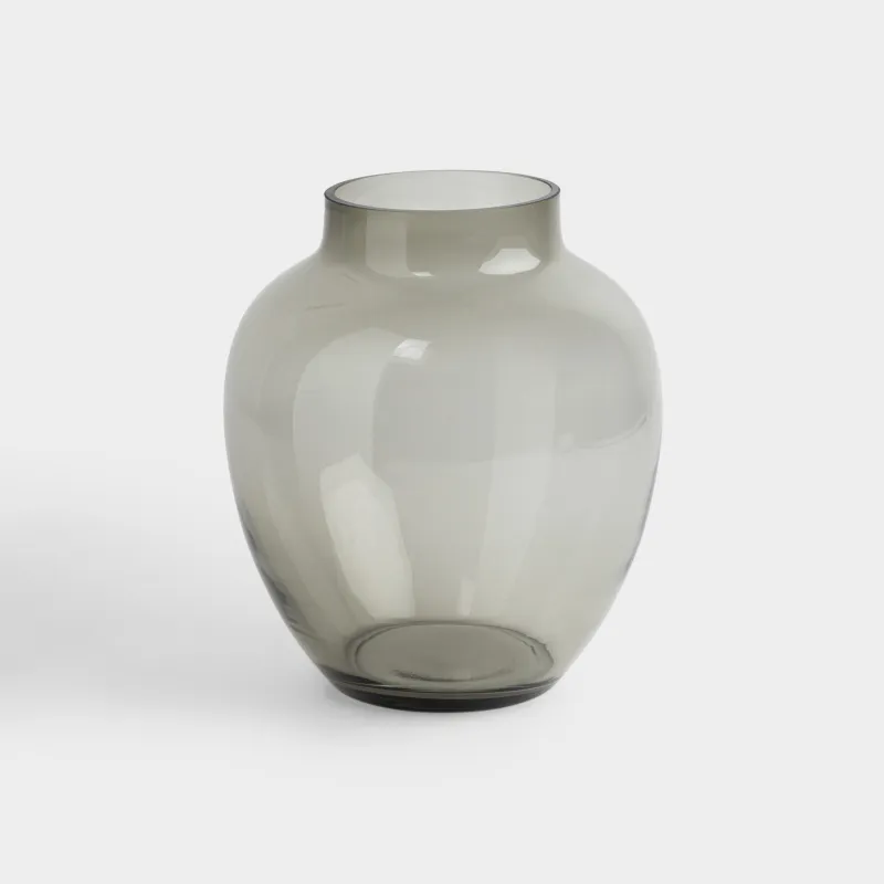 Ваза для цветов, 23 см, стекло, серая, Clear grey