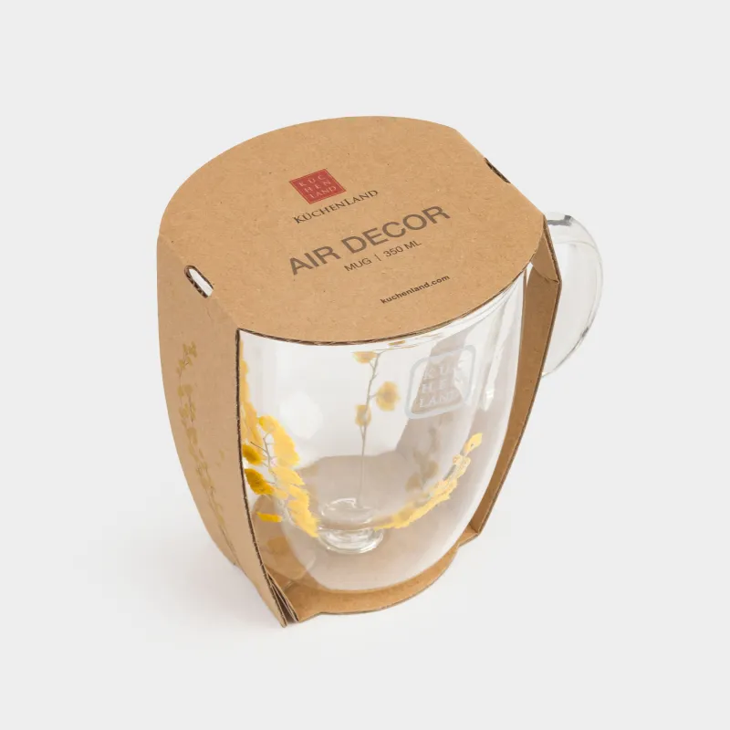Кружка, 330 мл, стекло Б, с сухоцветами внутри, Мимоза, Air decor, image-3