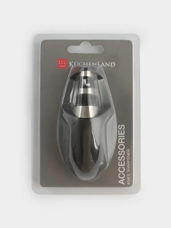 Точило для ножей, 10 см, два этапа заточки, пластик/сталь, черное, овал, Accessories, image-5