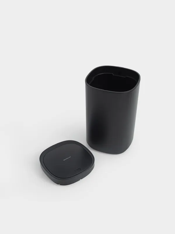 Қоқыс шелегі, 30 л, қақпақты ашу түймесі бар, металл / пластик, қара, Жалпы қара, image-4