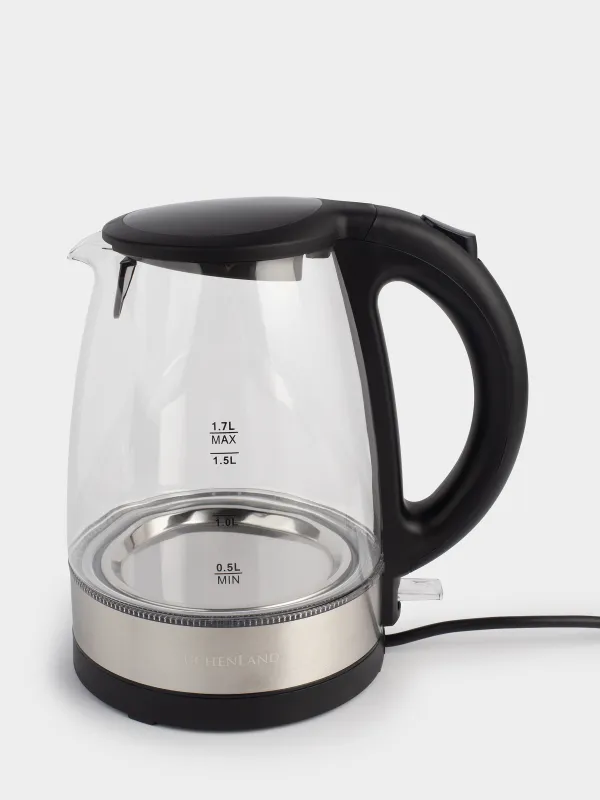 Электр шәйнегі, 1,7 л, 1850-2200 Вт, шыны, қара, Progress plus, image-5